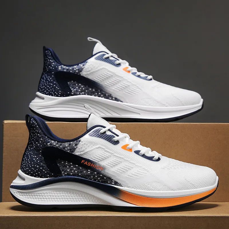 2024 spring and autumn fashion sports men's shoes youth gradual change color low-top running shoes Korean version of flying woven student casual shoes