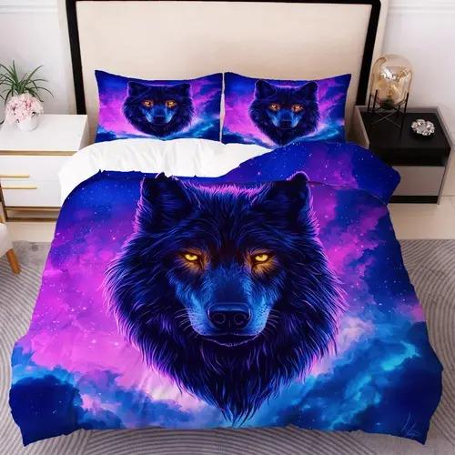 

Wolf Duvet Cover Duvet Cover With Wolf Pattern Suitable For Children Boys Girls And Adults Soft Warm Comfortable And Breathable US King(264*228cm)3pcs