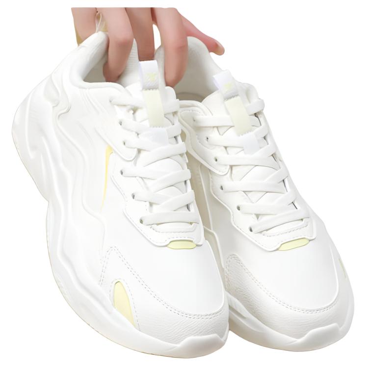 Xtep Comfortable Sports Low-Top Casual Running Shoes Women Sneakers White Yellow 875318320033-5
