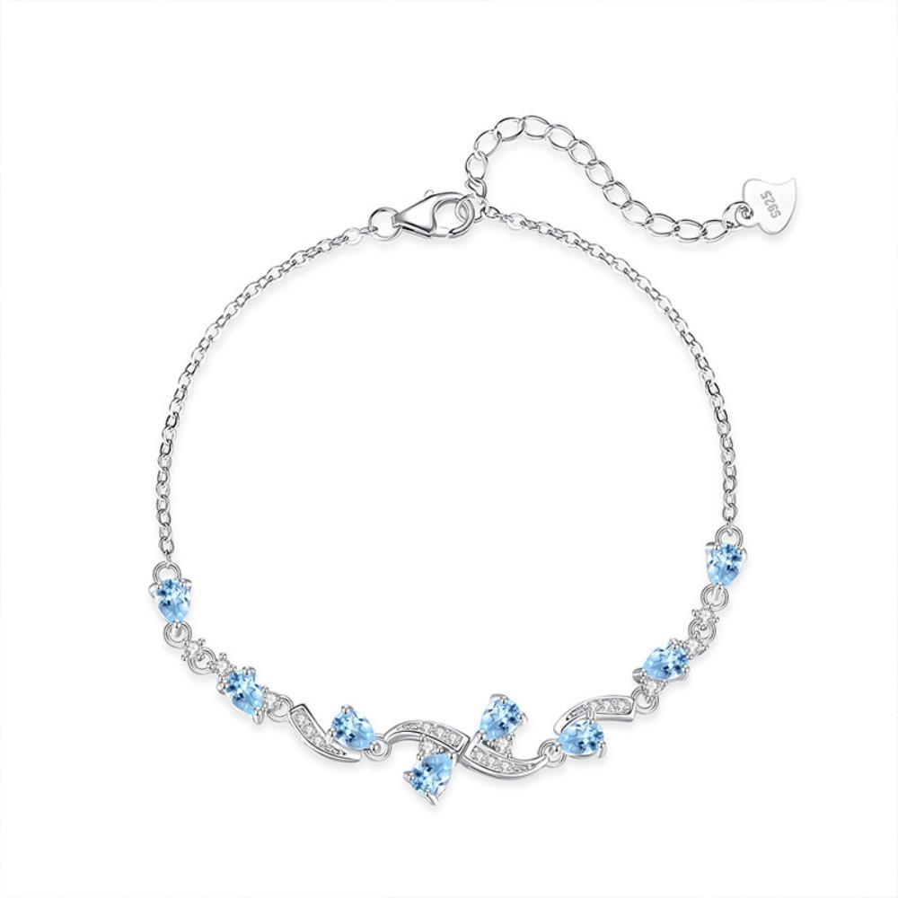 S925 sterling silver bracelet women's premium sense pear-shaped natural olivine topaz light luxury crystal stone