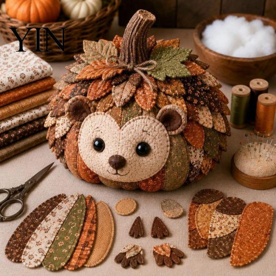 Basteln für den Familienabend Tier Kürbis Patchwork-Set, DIY Fuchs Katze Eule Nähen Halloween Filzmaterialien Niedliches Bastelset Erwachsene, Herbstdekoration für Zuhause