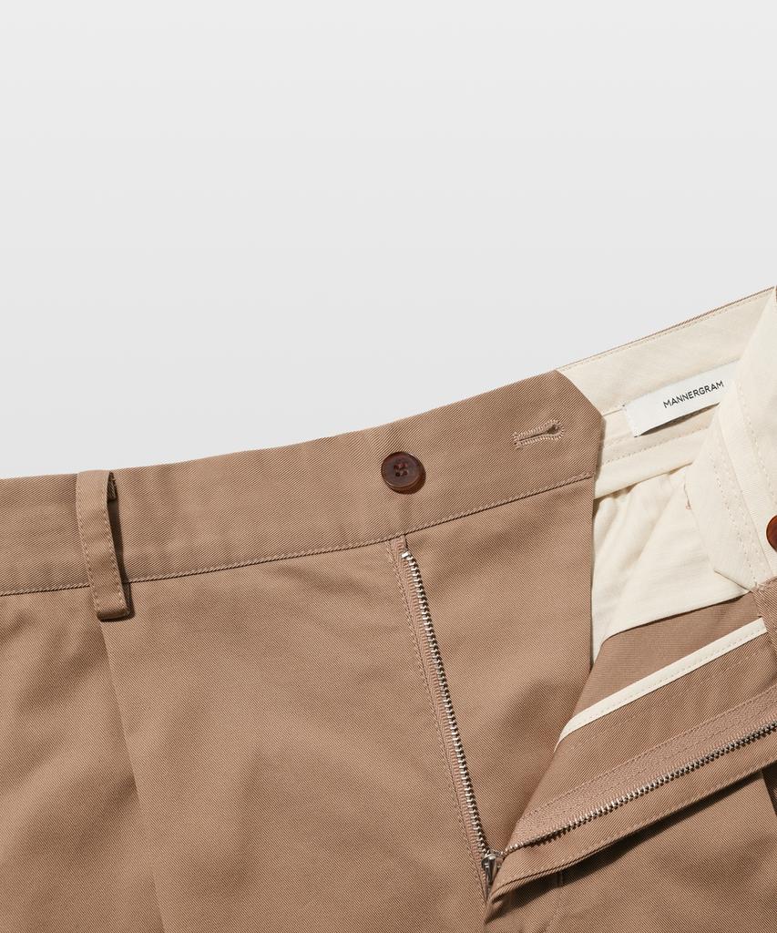 MANNERGRAM [Banset Japanese Imported Fabric] Single-Pleat High-Density Cotton Half Pants Beige