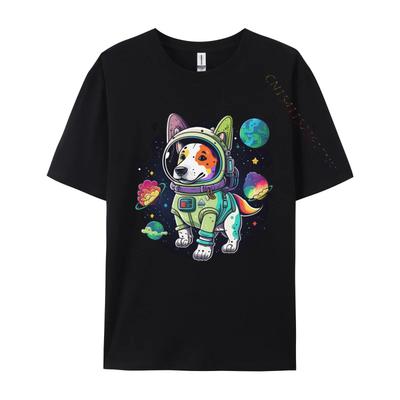 Dog Astronaut In The Cosmos Tshirt Funny T Shirts Cotton Tops Tees For Men T Shirt Blank T Shirt 100 Cotton