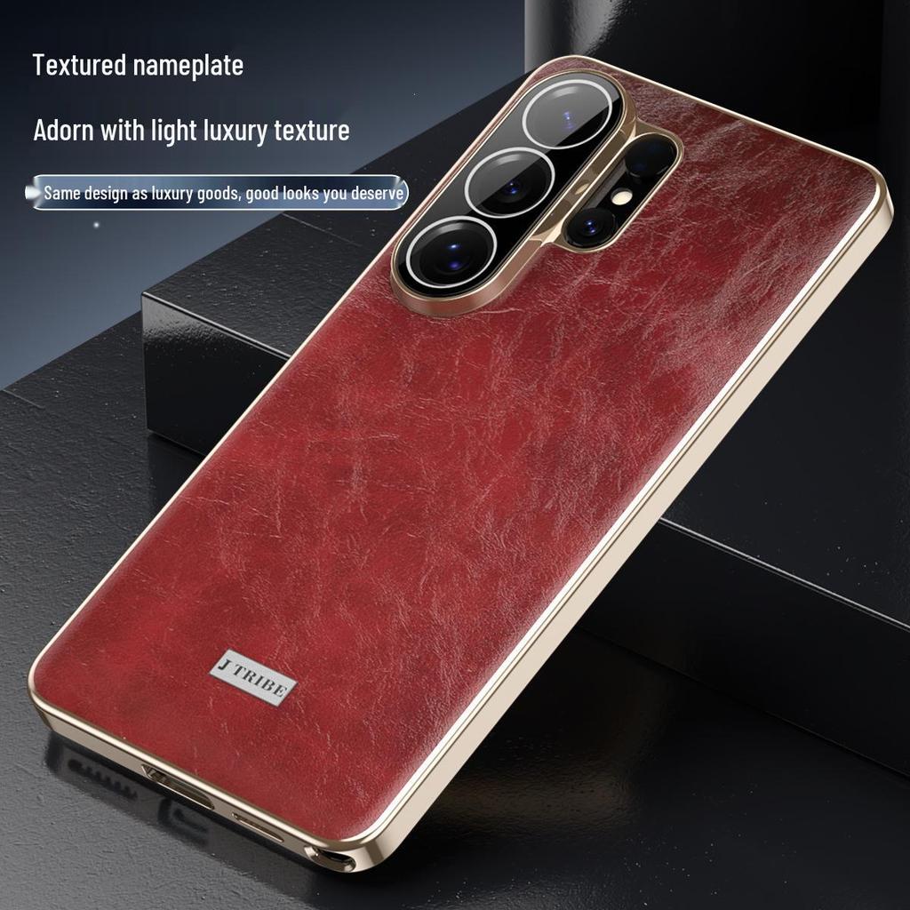 Samsung S26 Ultra Leren Telefoonhoesje - Olie Was Patroon, Effen, Valbestendige Beschermhoes voor Zakelijk Gebruik.
