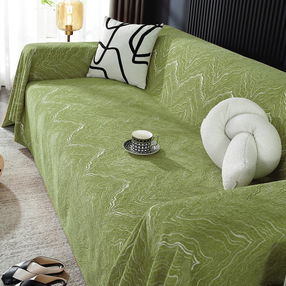Chenille-Sofahandtuch mit Bergmuster für das Wohnzimmer, Wohndekor im nordischen Stil mit Quastenkanten, Dreisitzer-Sofagarnitur