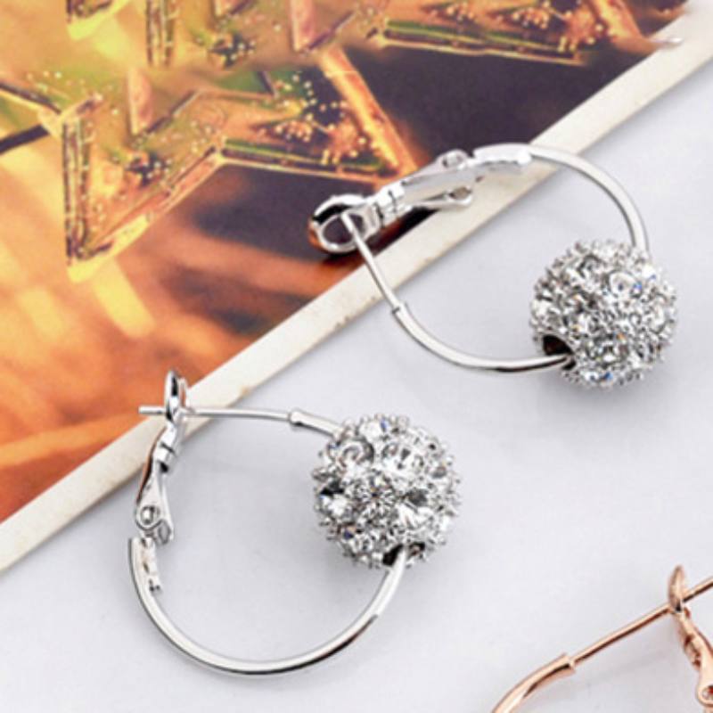 

Серьги-шарики из счастливого сплава для женской моды, супер сверкающие, изысканные, элегантные Silvery