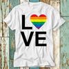 Love Rainbow Heart Gay Proud LGBT Q+ T-Shirt Top Design Unisex Ladies Mens Tee Retro Fashion Vintage Shirt S908