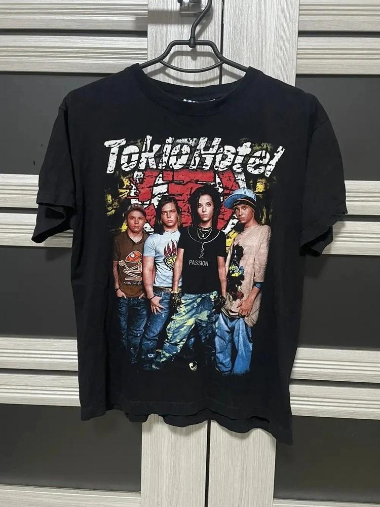 

Tokio Hotel rock band tour short sleeve black shirt full size Unisex T-Shirt XL