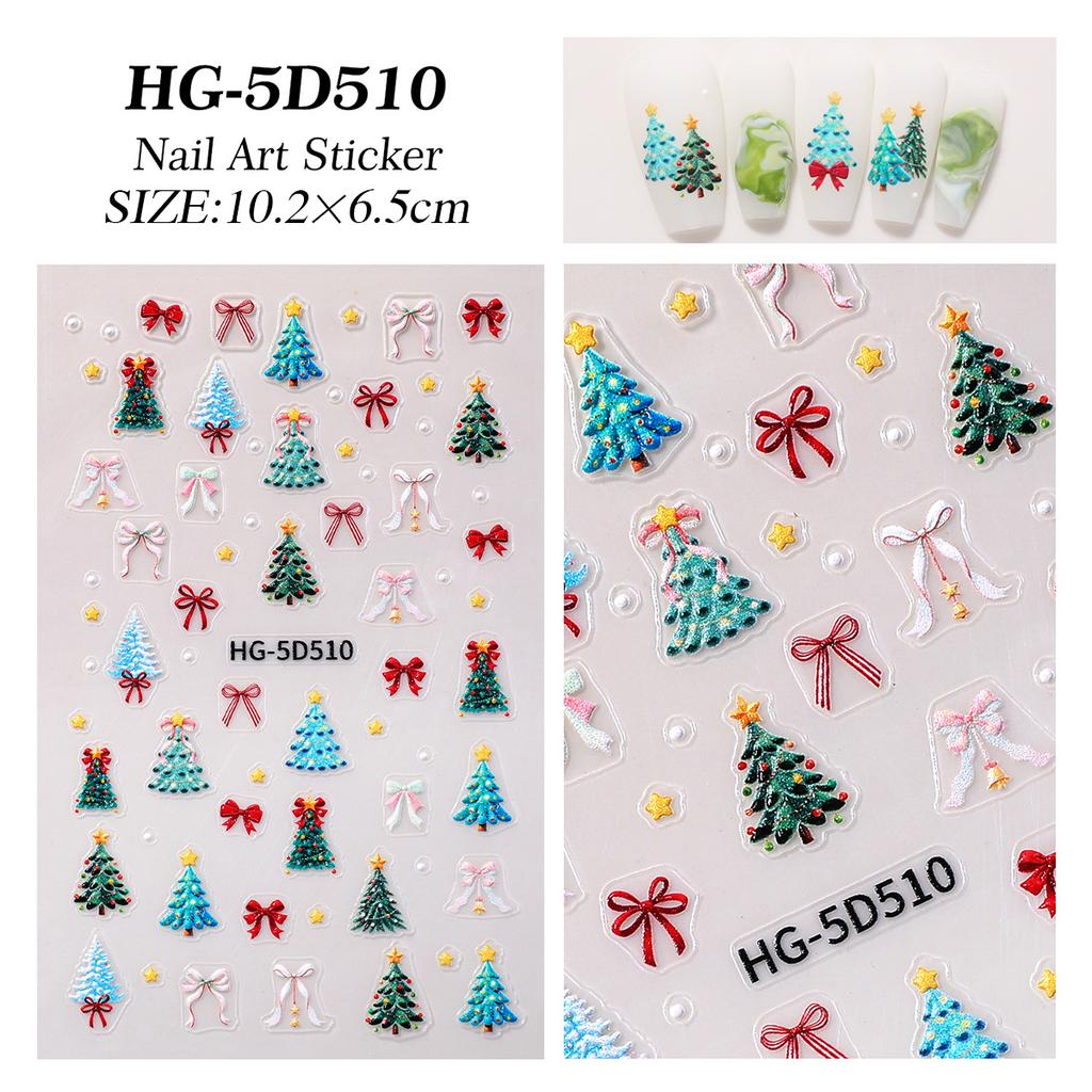 1/5pcs New Christmas Stickers 5D Cute Cartoon Santa Claus Snowflake Festival Tent Small Stickers Nail DIY Decoration Accessories