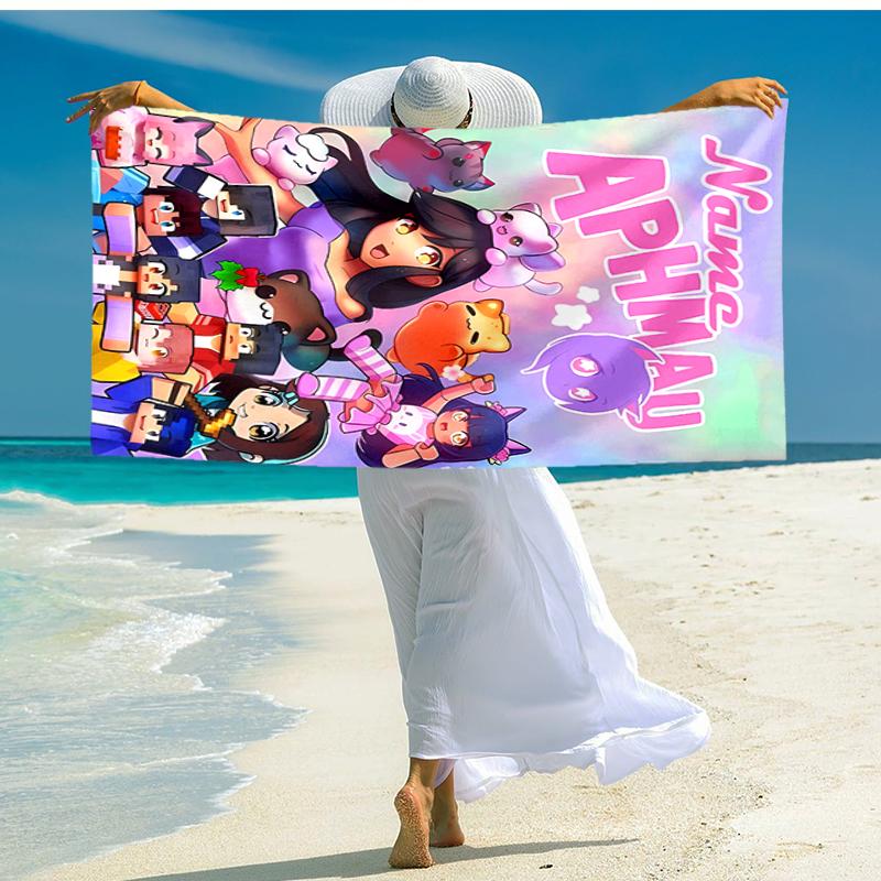 Asciugamano da spiaggia personalizzato con motivo Aphmau - morbido, assorbente, ad asciugatura rapida, perfetto per nuotare, campeggio e bagni