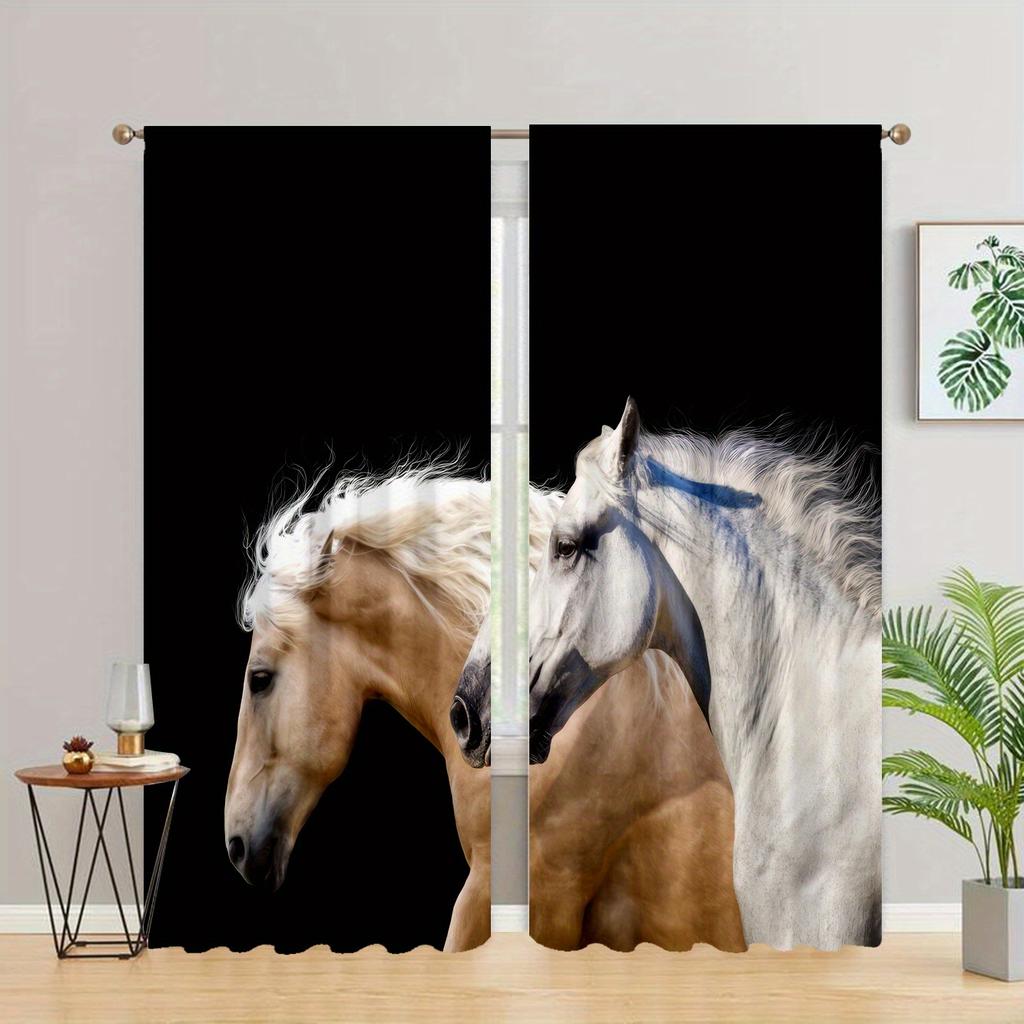 2pcs Leopard Lion Deer Pattern Curtains Decorative Window Drapes Window Treatments For Bedroom Living Room Home Decor Window