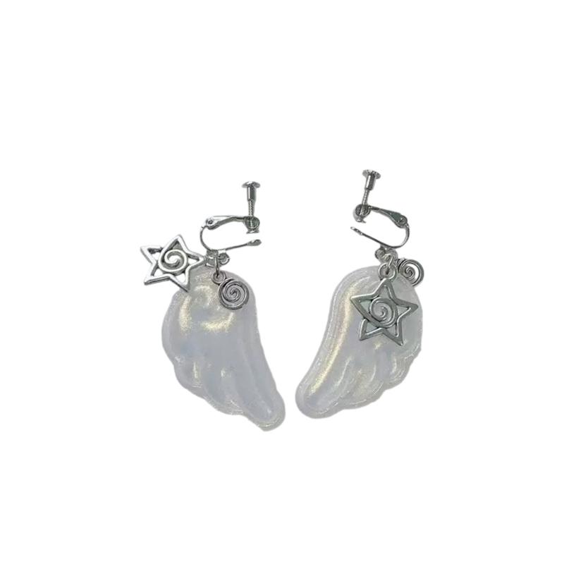 A52E Fashionable Angel Wing Ear Clips Comfortable Ear Cuffs Lightweight Jewelry Daily Accessories For Everyday Use