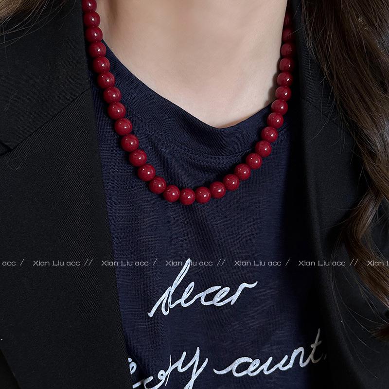 2025 Sense Layered Black Agate & Pearl Necklace - Light Luxury Women's Clavicle Chain Accessory
