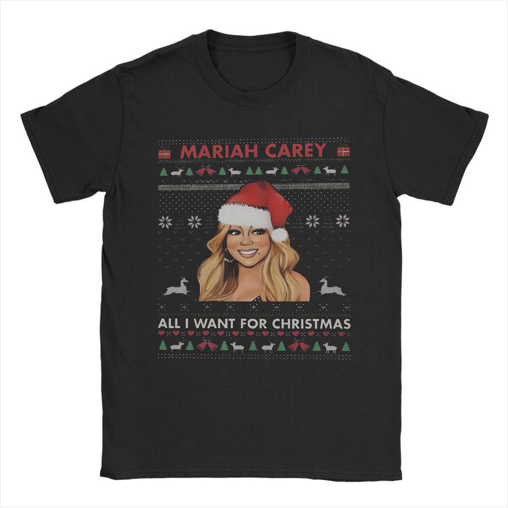 Mariahed Careys Merry Christmas  Accessories Unisex T Shirt Pure Cotton Tee Graphic Printing  T-shirt Clothing