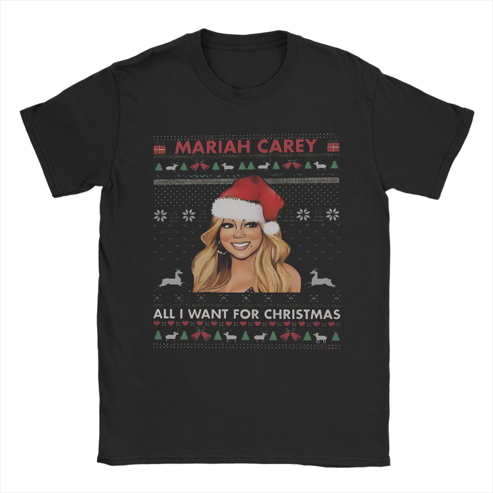 

Mariahed Careys Merry Christmas Print T Shirts for Men Women Pure Cotton Tee Shirt Clothing 4XL