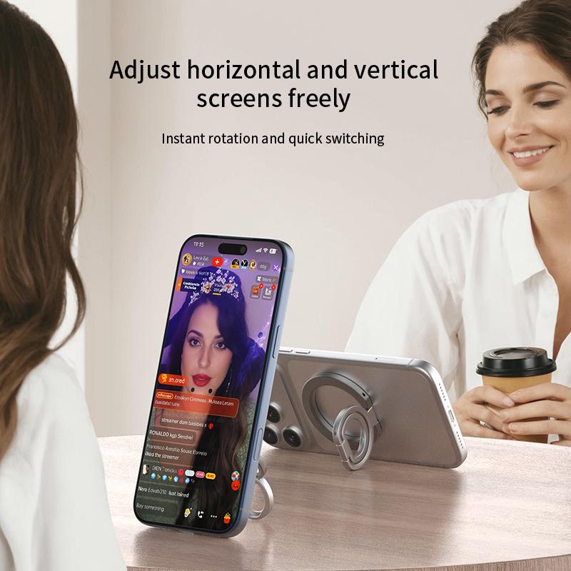 New Double-sided Magnetic Phone Holder for Magsafe 360 Degree Rotation Folding Phone Magnet Stand for iPhone 17 16 Samsung