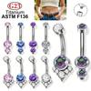Mode G23 Titan Bananenbiegung Bauchnabelringe 14G Runder Zirkon Sexy Bauchnabelpiercing Ring Kristall Männer Frauen Körperschmuck
