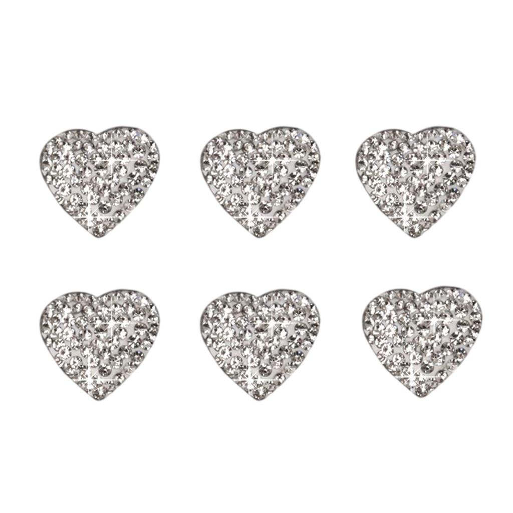 Pack Of 6 Crystal Heart Car Stickers Self Adhesive Interior Decors for Vehicle Enhancing Luxury with Rhinestone Designs