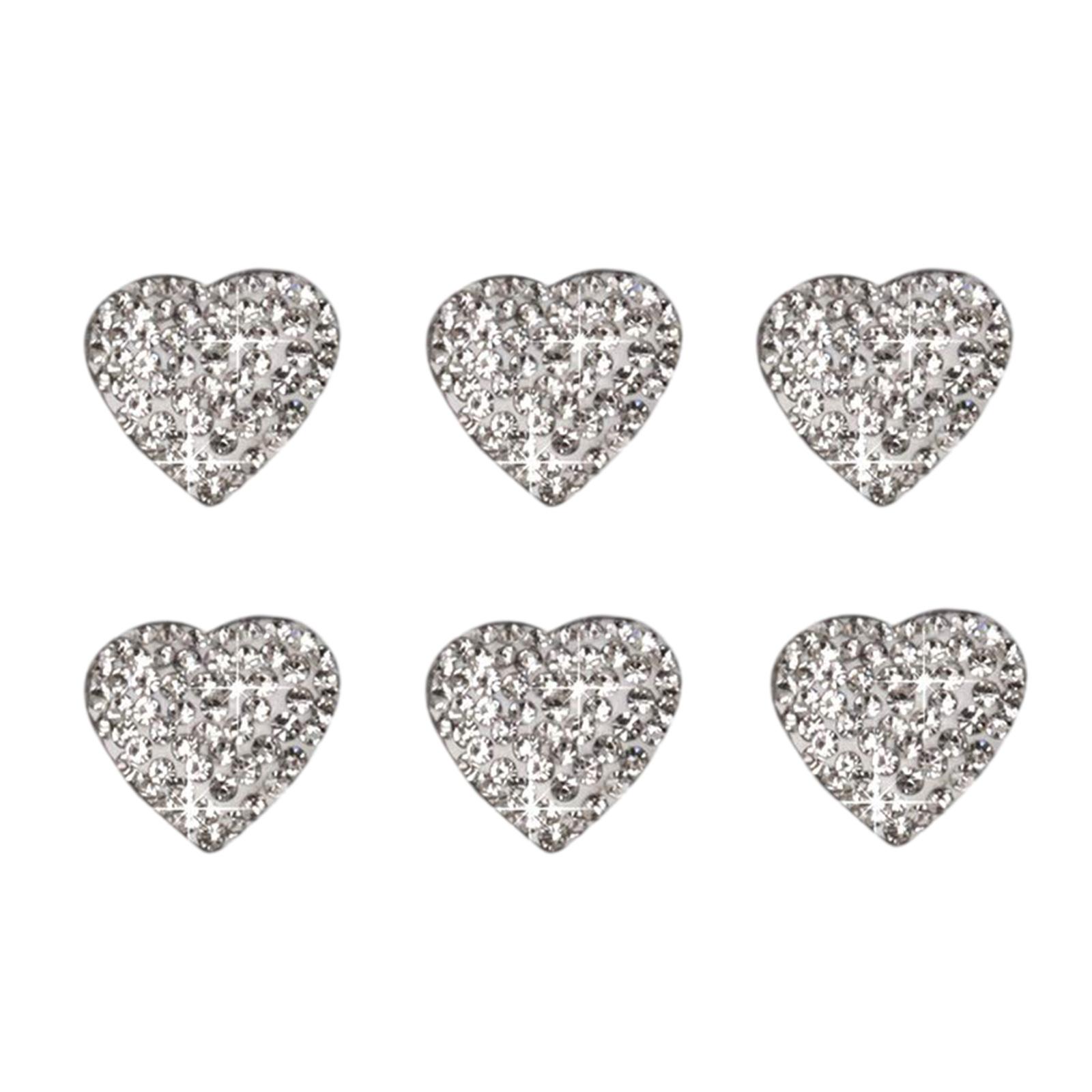 

6 шт. блестящие наклейки для салона автомобиля в форме сердца из кристаллов, легко устанавливаемые украшения для индивидуального стиля белый