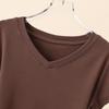 Dames 2025 Zomer Katoen V-Hals Korte Mouw Slankmakend Basic T-Shirt