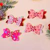 Toddler Girl Holiday Hair Pins Christmas Candies Bow Clip for Women Girls, Sweet Glitter Hairpins, Artificial Leather Cute Barrettes Clip, Pink