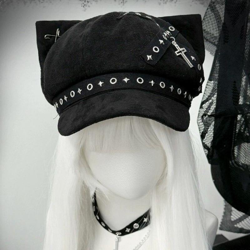 Trendy Painter Hat Eyelet Fashion Hat British Beret for Dating Photography Cabbie Headwear Painter Hat