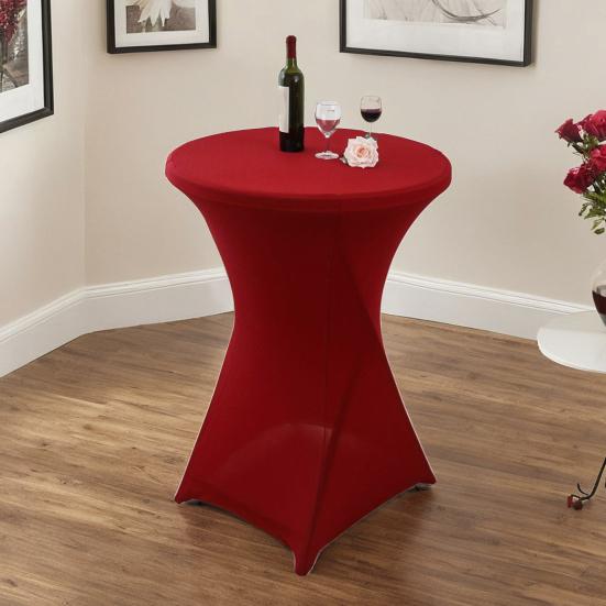 Yousheng Cocktail Table Cover Solid Color Design High Elastic Oil-Proof Universal Fit Simple Installation Round High Top Table Cloth