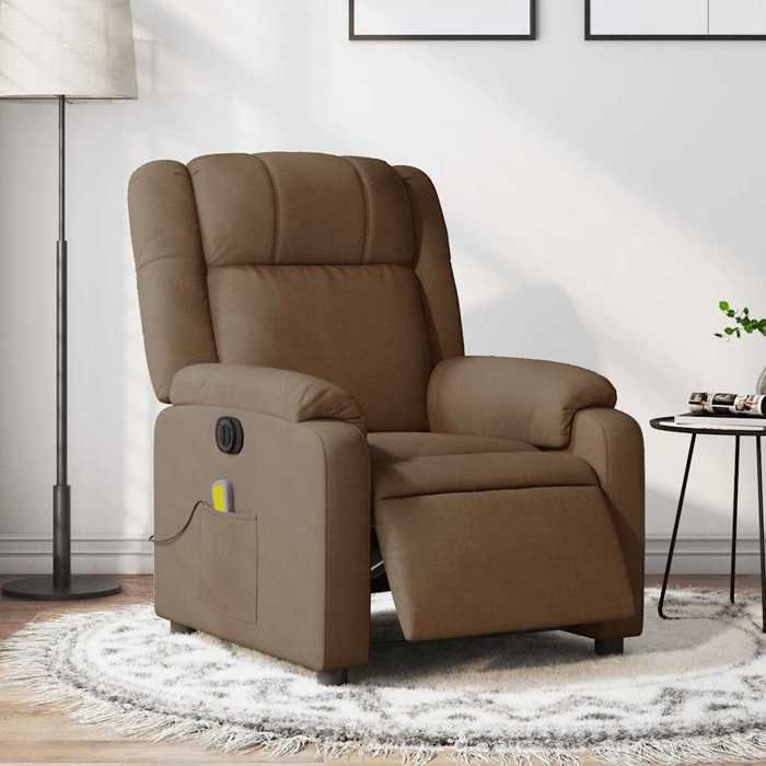 VidaXL Electric Massage Recliner Armchair Brown Fabric 3205194