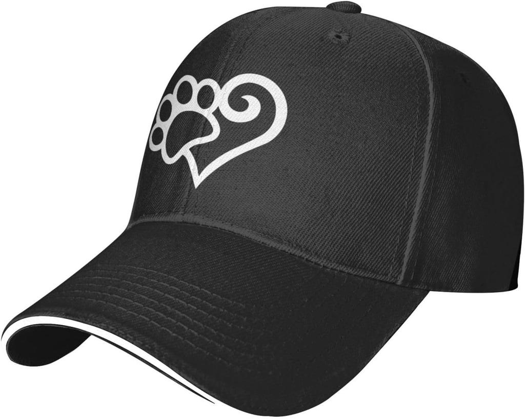 Paw Print Heart Graphic Baseball Cap Polyester Adjustable Casual Unisex Sandwich Hat