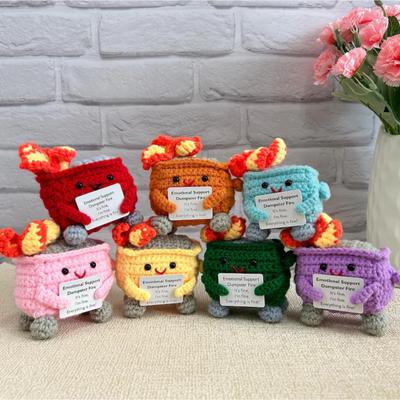 Emotional Support Dumpster Fire Doll,Handmade Crochet Emotional Support Dumpster Fire Gift,Adorable Crochet Dumpster Fire Knitting Toy Desk Decor