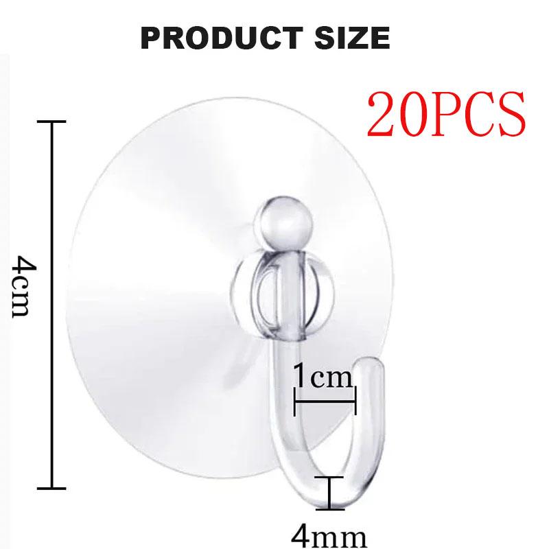 

10/20 шт. Гачки на присосках 40/60 мм Прозорі гачки-присоски Гачок для підвішування одягу та пальта для кухні, ванної кімнати Diameter 4cm 20PCS