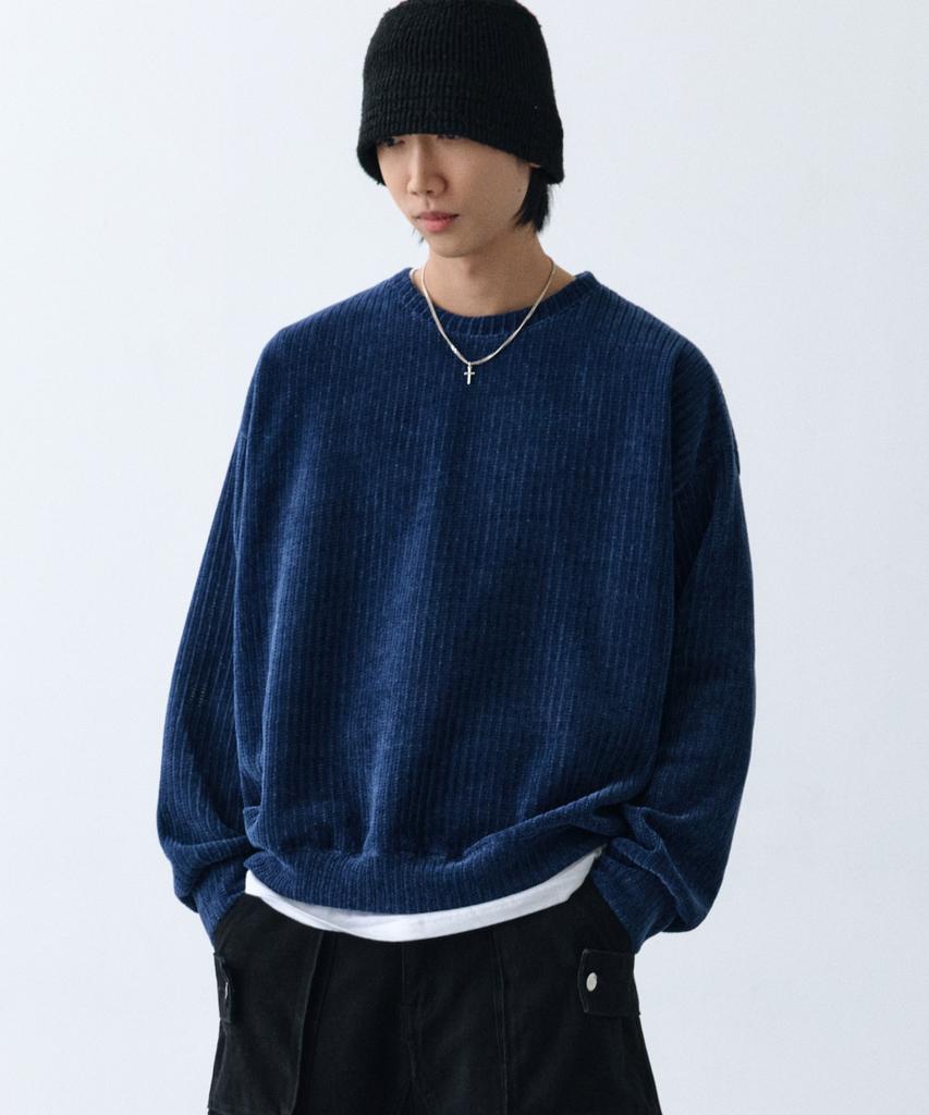 LXT Soft Velour Corduroy Sweatshirt [Deep Blue]