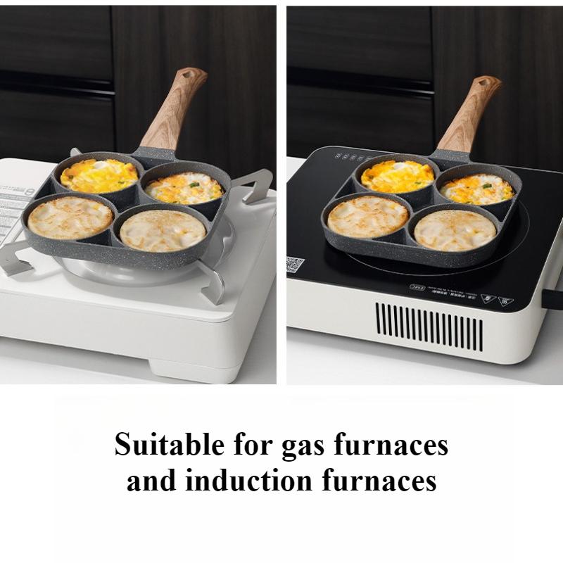 2/4 Hole Omelet Pan Frying Pot Thickened Aluminum Non-stick Cooker Egg Pancake Steak Cooking Pan Hamburg Bread Breakfast Maker