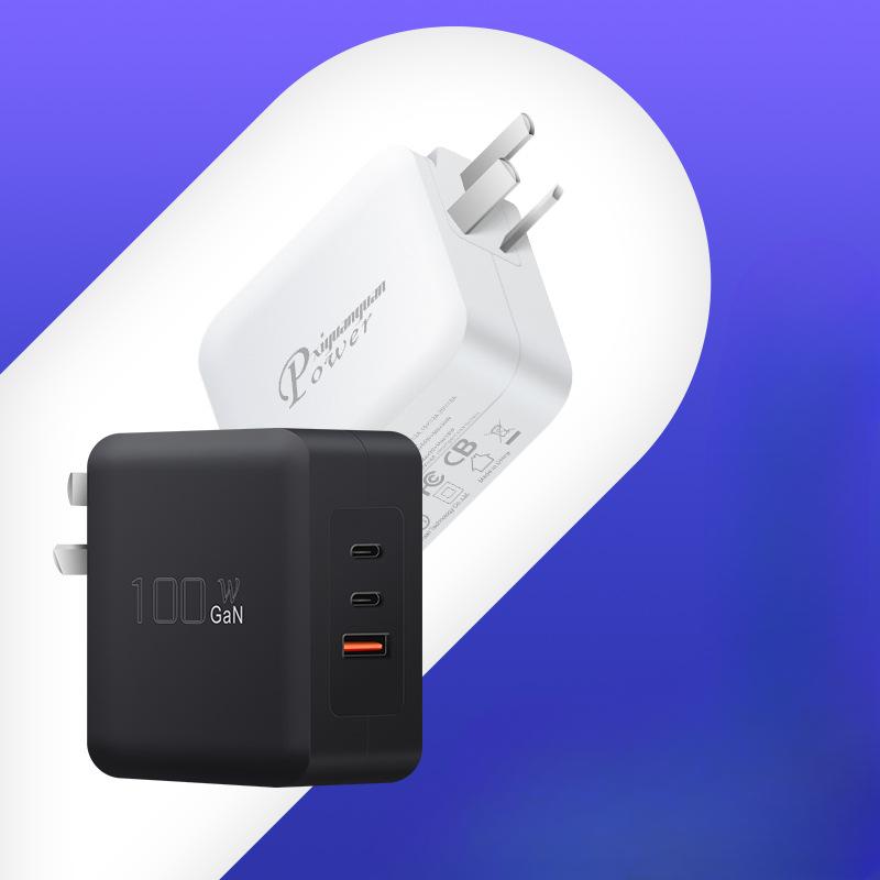 

GaN китайского класса, трехштекерное настенное зарядное устройство PD100W 2C1A, многопортовое зарядное устройство с сертификатом безопасности PPS, многопротокольная зарядная головка