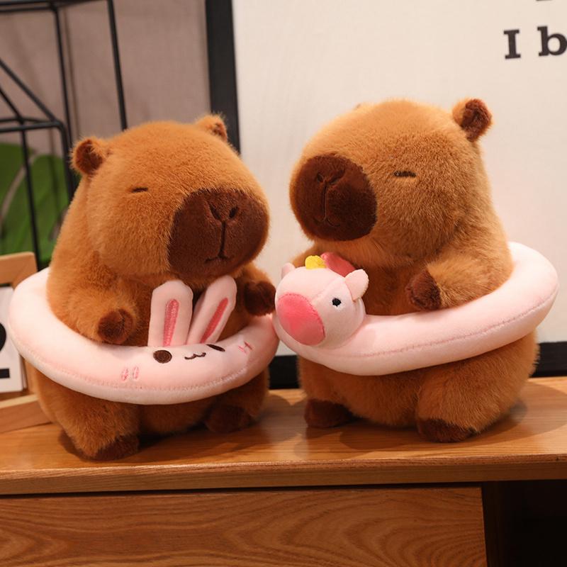 22CM Kapibala Capybara With Hat Plush Toy Internet Celebrity Capybara Jun Doll Ugly Kawaii Doll Guinea Pig Doll Boys Girls Kids