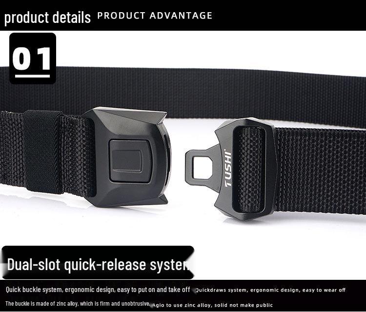 Men's 2020 Nylon Tactical Belt with Safety Buckle for Outdoor Sports & Combat