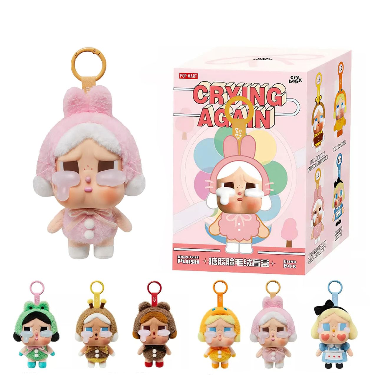 

[Authentic, Unopened] POP MART CRYBABY Crying Again Series Face Plush Toy [1 Piece] Pop Mart Gachapon Blind Box Figure Plastic Model Premium