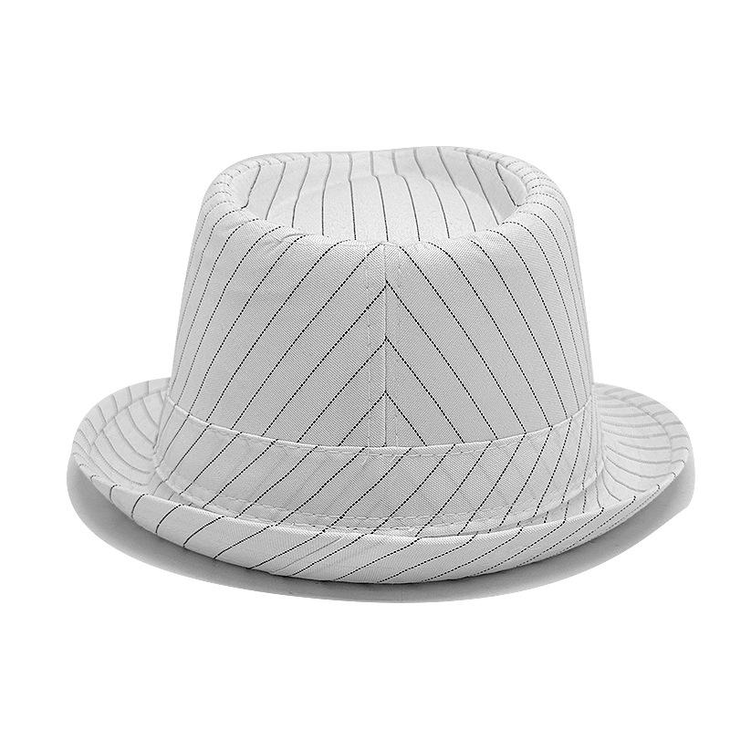 Summer Hat Top Hat Classic Jazz Style Black and White Striped Jazz Hat Men and Women Sun Hat Curled Panama