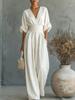 Elegant V-Neck Waist-Cinching Women's Jumpsuit for Spring and Summer