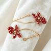 Gold Plated Cuff Bracelet Red White Polka Dot Enamel Flower Non-Irritating Jewelry for Women Daily All-Match Wear