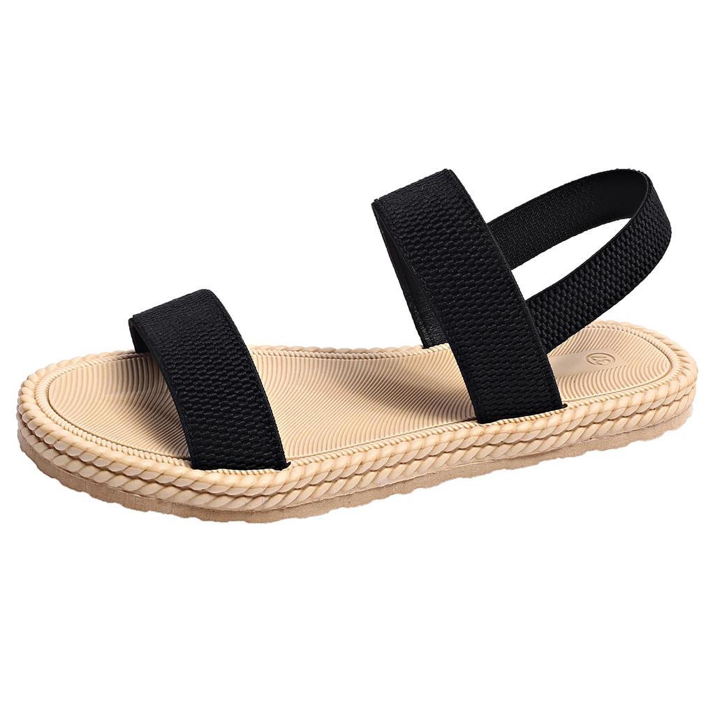 Fashion Lightweight Women's Flat Sandals Summer Fashion Elastic Band Roman Sandals Woman Comfortable Non Slip Beach Sandalias Mujer 2025
