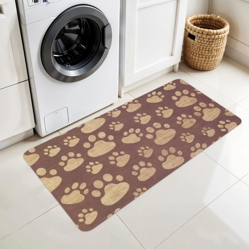 1PC Paw Prints Kitchen Rug Non-Slip Door Mats Pop Design Bathroom Rug Bath Mat Carpet for Home Sink Laundry Decor