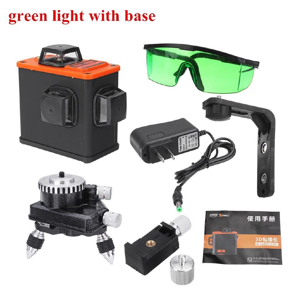 3D Self-Leveling 12 Lines Laser Level 360 Horizontal Vertical Cross Laser Level + Base Wall Bracket New