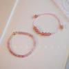 Strawberry crystal natural stone lucky gold bead niche design gift14k Gold-plated light luxury layered bracelet with a high-end feel for women