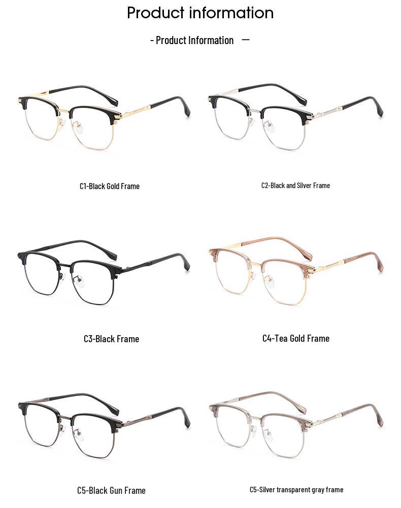 2026 TR90 Ultra-light Semi-rim Browline Blue Light Blocking Business Glasses Frame