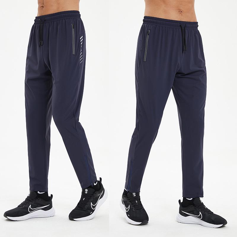 2024 Men's Quick-Dry Sports Pants: Casual, Zippered, Straight Leg for Running & Fitness