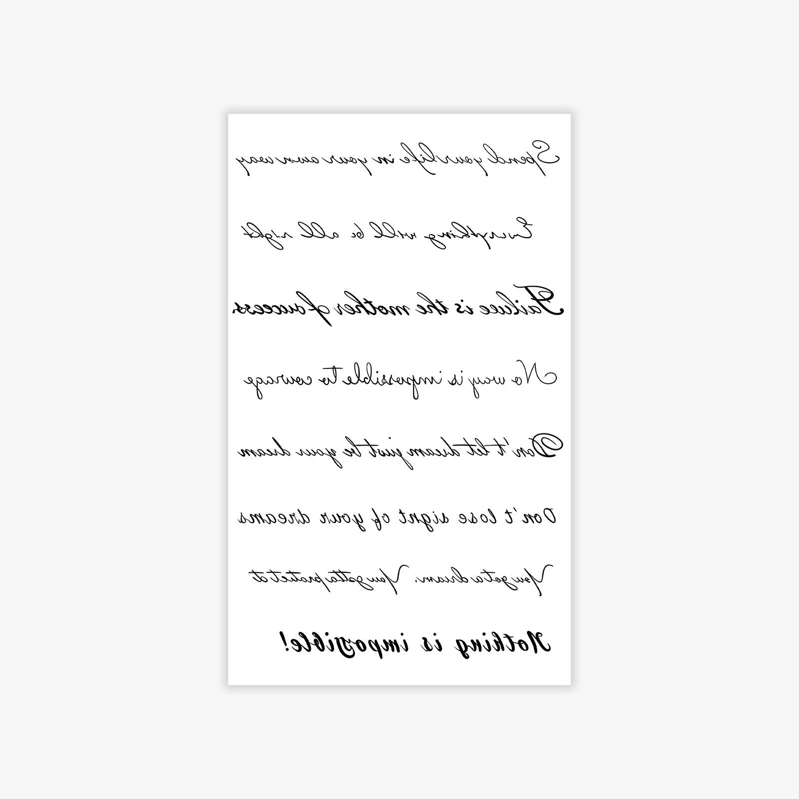 

Healing Proverbs Minimalist Handwritten Flower Font Tattoo Stickers Waterproof And Long-Lasting English Short Sentence Chest Stickers 9*15