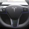 Steering Wheel Window Lift Door Lock Air Adjust Button Cover Trim Carbon Fiber Accessories For Tesla Model 3 Model Y  - 2024