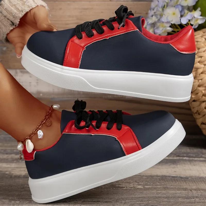 Brand Design Sneakers for Women New Casual Platform Lace Up Women's Vulcanized Shoes Tennis Walking Student Leather Shoes