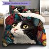 Cow Cat Pattern Bedding Home Decoration Birthday Gift (1 * duvet cover + 2 * pillowcase, without core)